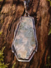 Antiqued silver and Moss Agate long chain pendant