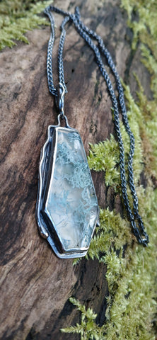 Moss agate Seaweed Pendant