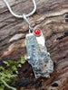 Beach rock and carnelian pendant