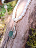 Green Seaglass Pendan on white pearls