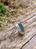 Green seaglass and seaweed ring