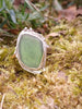 Green seaglass and seaweed ring