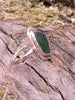 Green seaglass and seaweed ring