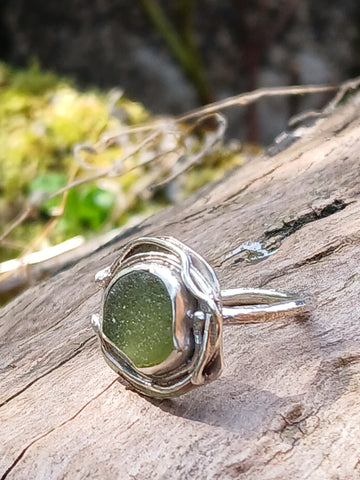 Green Seaglass Ring