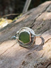 Green Seaglass and Seaweed Ring