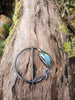 Sterling silver Penannular Pin with Labradorite Leaf