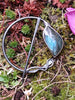 Sterling silver Penannular Pin with Labradorite Leaf