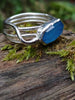 Sterling Small sterling silver penannular pin silver and blue lantern flower ring