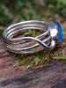 Sterling silver and blue lantern flower ring